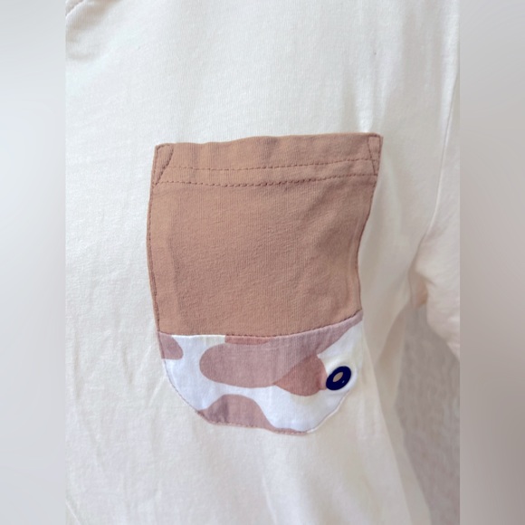 WTO2 Cream T-Shirt With Brown Camo Pocket Men Size Large - Picture 3 of 6